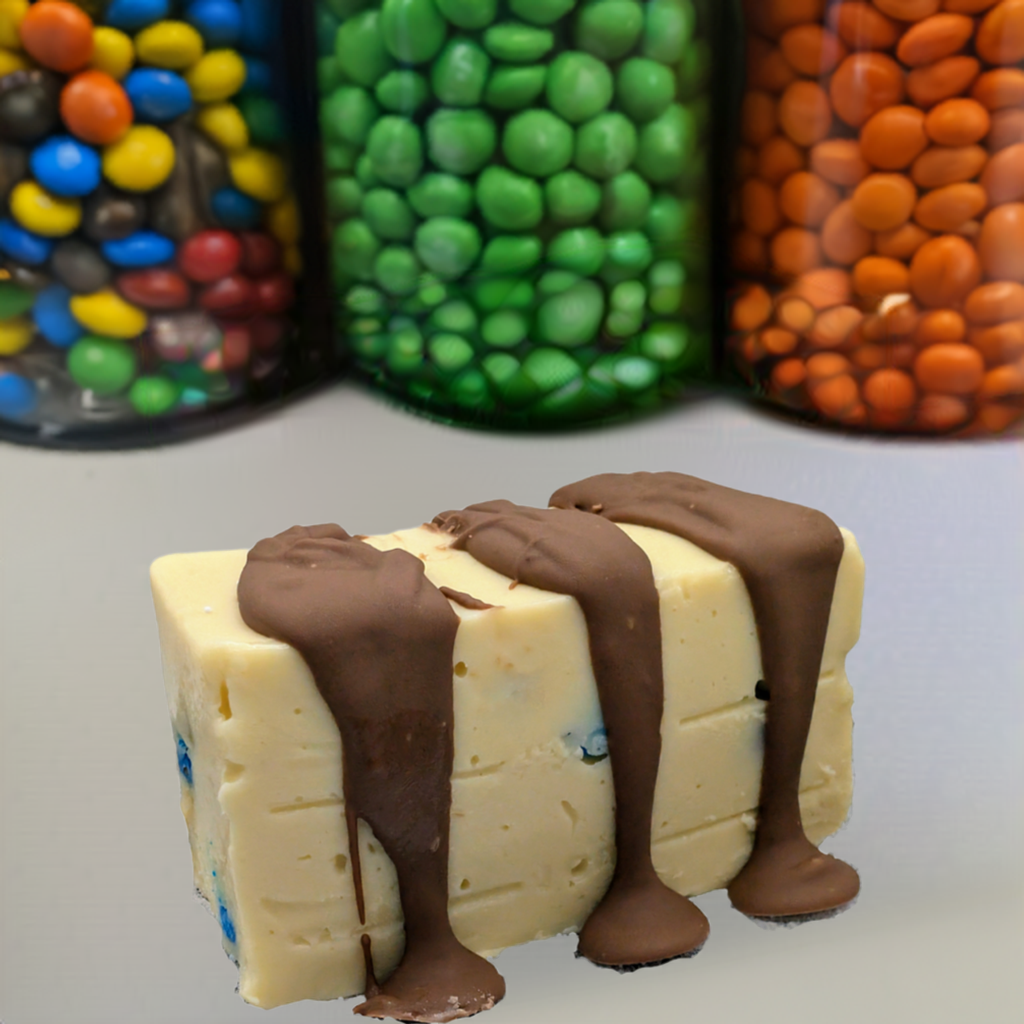 Satisfy your sweet tooth with mouth-watering M&M fudge – Pure chocolate bliss!